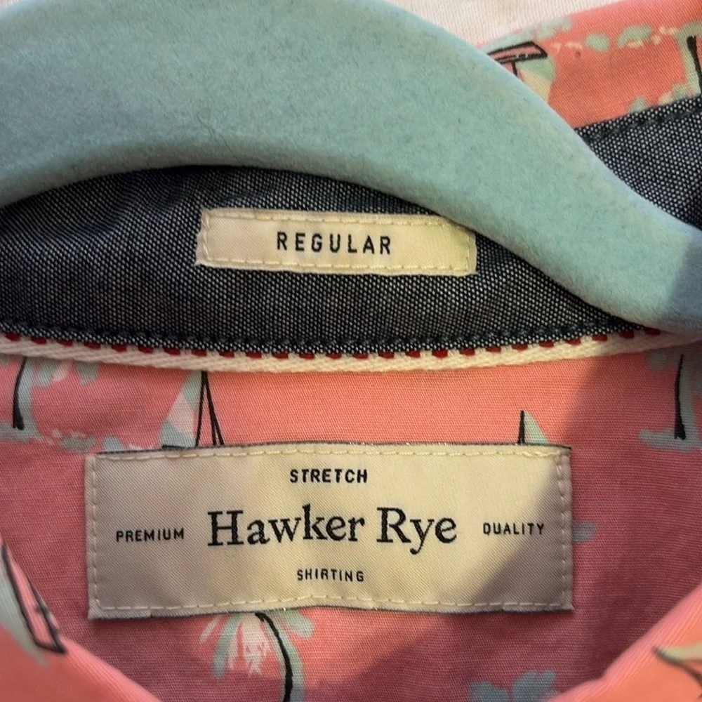 Hawker Rye Men's Pink Nautical Print short sleeve button down Shirt. Size M - Picture 6 of 9